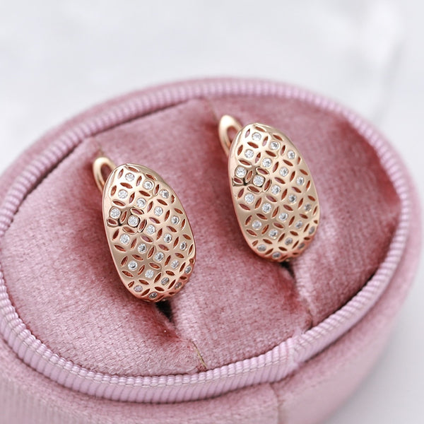 Pendientes de mujer con circonita natural con diseño geométrico hueco ovalado