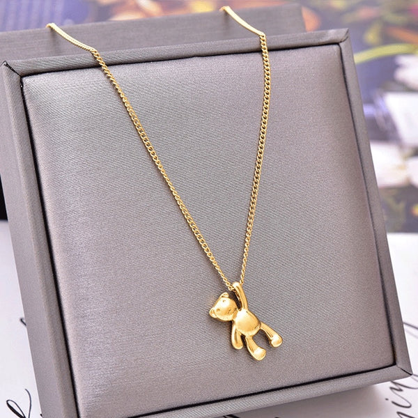 Collar con colgante de oso de acero inoxidable 316L para mujer