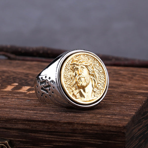Anillos de Jesús de acero inoxidable 316L para hombres y mujeres