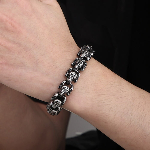 Pulsera gótica con cadena y cabeza de serpiente para hombre