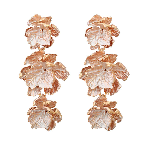 Pendientes de moda con diseño de flor de aleación, estilo bohemio, para mujer.