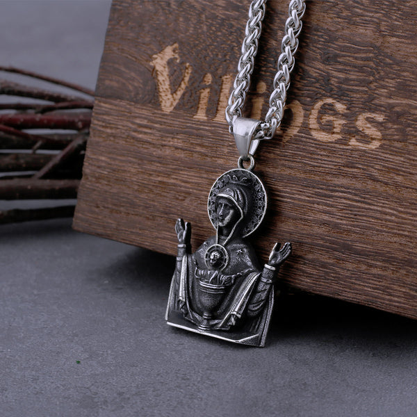 Collar de oración de Santa María de acero inoxidable 316L, colgante cristiano de motociclista de moda religiosa