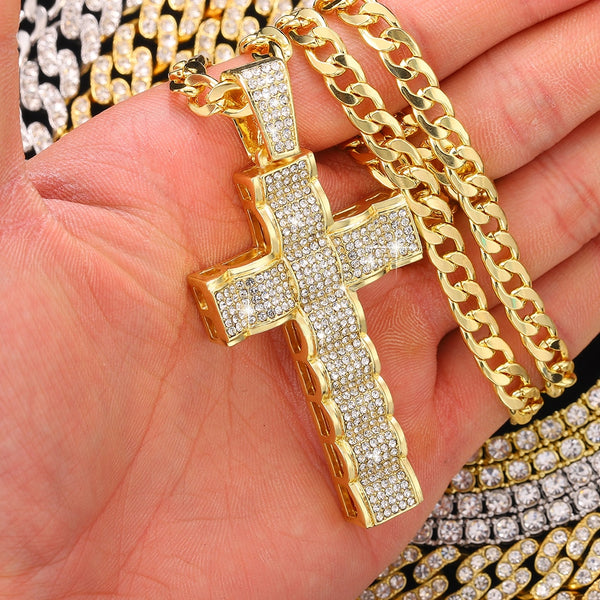Men Women Hip hop Cross Pendant Necklace