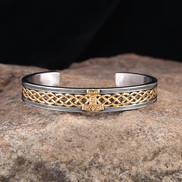 Diseño nórdico escandinavo dios nórdico Thor Mjolnir martillo hombres Armring joyería vikinga pulsera Brangle