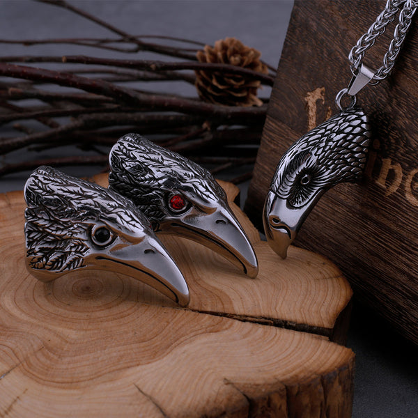 Anillo de acero inoxidable estilo retro con diseño de águila, ojo rojo y negro, estilo hip hop, para hombre, estilo motero.