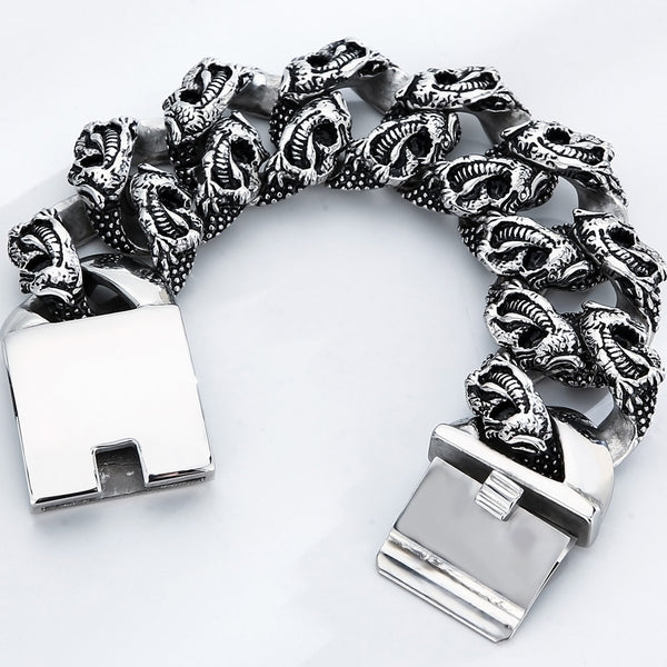 Pulseras de cadena con eslabones de calavera para hombre