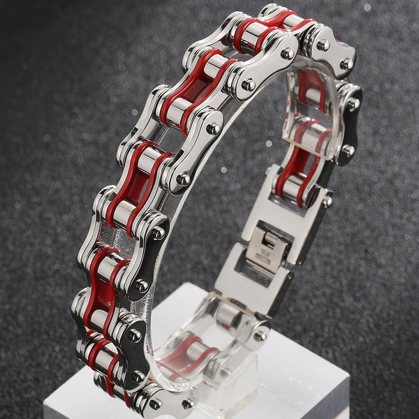 Pulsera de hombre con cadena de motocicleta, pulseras mecánicas para hombre