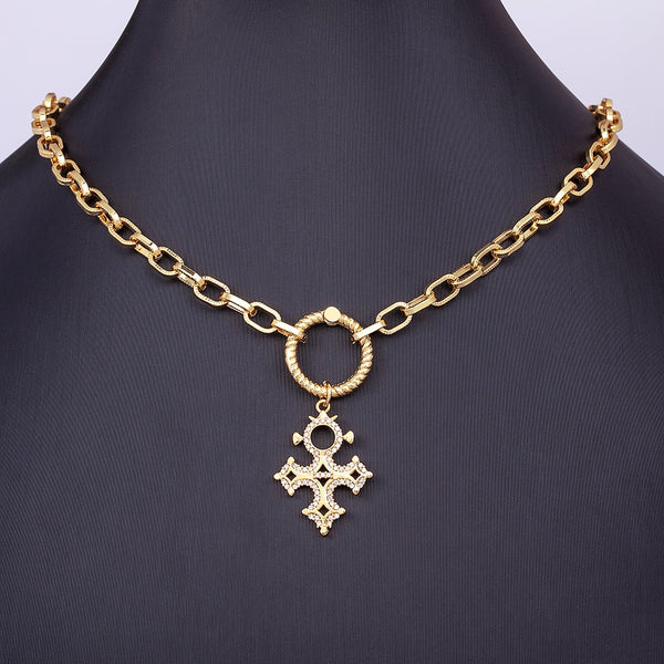 Collar con cruz geométrica para mujer, cadena gruesa hueca de clavícula, 8 estilos, muy vendido