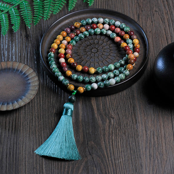 Collar con borlas de cuentas 108 Mala