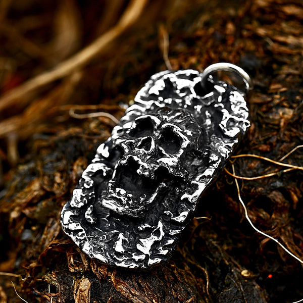 Collar con colgante de calavera de acero inoxidable con diseño 3D de hip hop para hombre