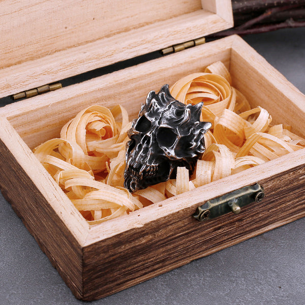 Nuevo anillo de calavera vikinga de moda, diseño original, anillo gótico de acero inoxidable.