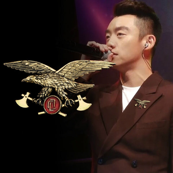 Retro Metal Animal Eagle Axe Brooch Suit Shirt Lapel Pin and Brooches Badge Gifts