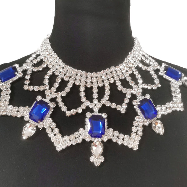 Stunning Rectangular Gemstone Necklace Noble Montana Women Jewelry Rhinestone Necklace