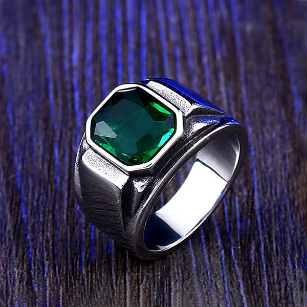 Piedra azul/verde cuadrada creativa simple para hombres y mujeres
