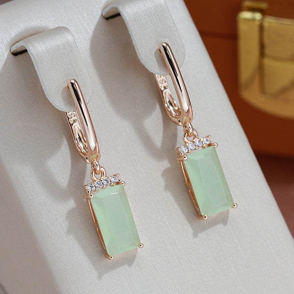 Elegant Mist Green Zircon Geometric Dangle Earrings