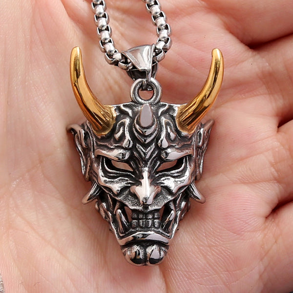 Collar con colgante de máscara de fantasma de acero inoxidable estilo gótico retro para hombre
