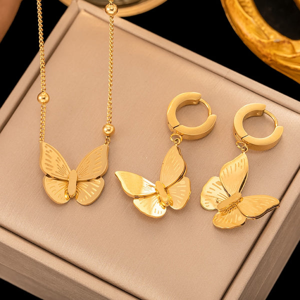 Pendientes de acero inoxidable 316L con diseño de nicho en color dorado