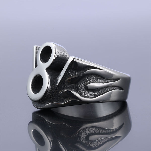 Anillo clásico de acero inoxidable 316L con número 8 de la suerte para hombres y mujeres