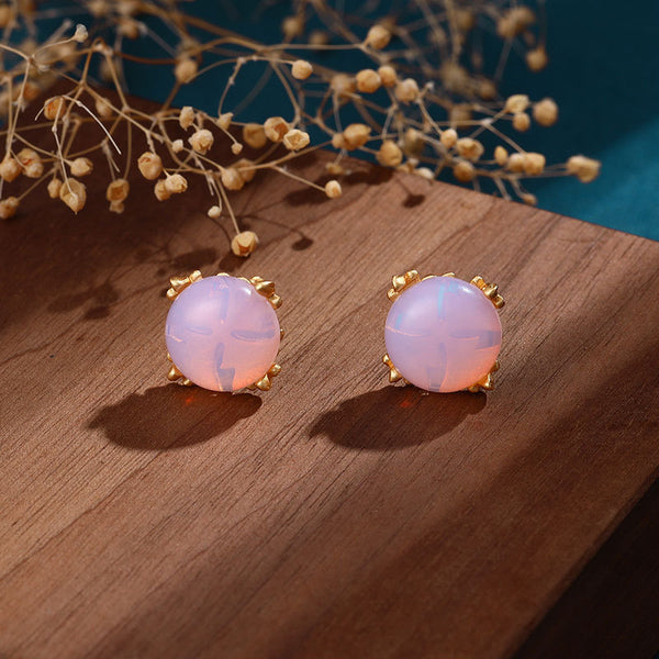 Pendientes de ópalo pequeños con diseño original, ligeros, de lujo y estilo fresco, con cuentas para mujer.