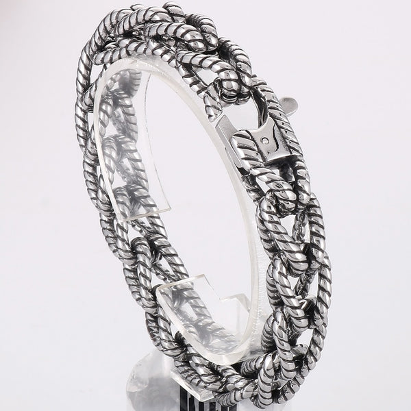 Pulsera de acero inoxidable 316L con eslabones y cadenas torcidas para hombre