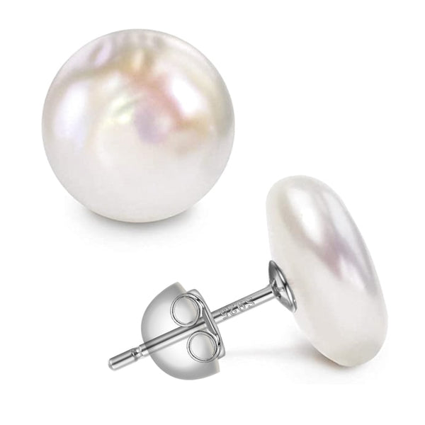Pearl Earrings Freshwater Cultured Button
