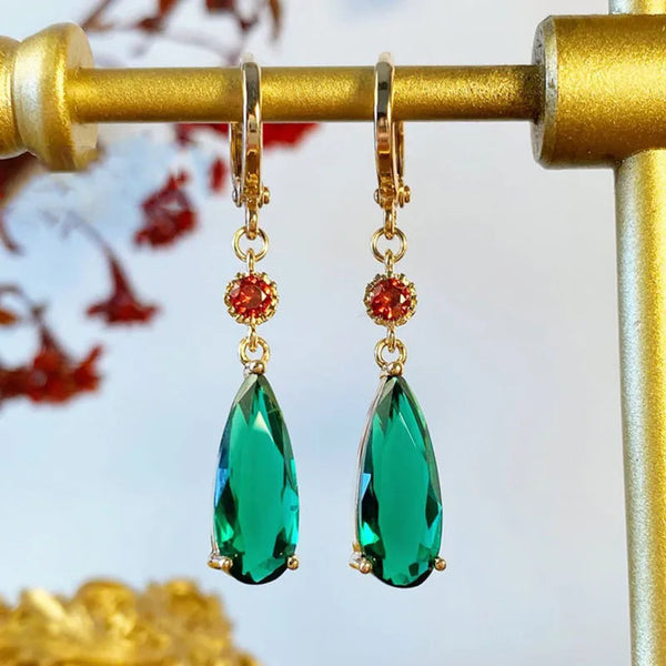 Pendientes de cristal elegantes de moda para mujer