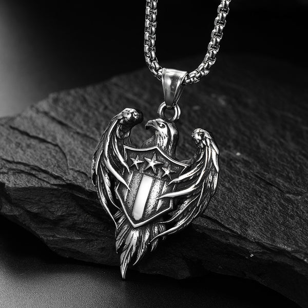 Collar de águila de doble cara estilo retro del ejército para hombre