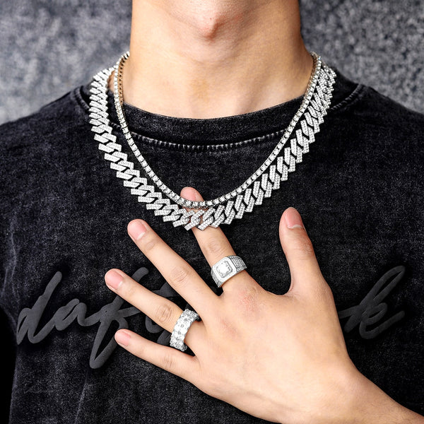 HipHop Men Women 16MM Prong Cuban Link Chain Necklace
