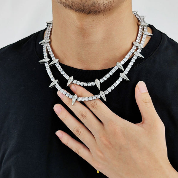 Collar gótico de hombre pantera negra con cadena de tenis de 5 mm