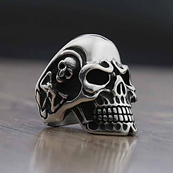 Anillos Kapala de acero inoxidable con calavera gótica para hombre