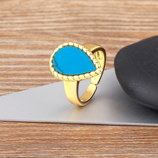 Elegante anillo ajustable abierto de joyería chapado en oro de 5 colores