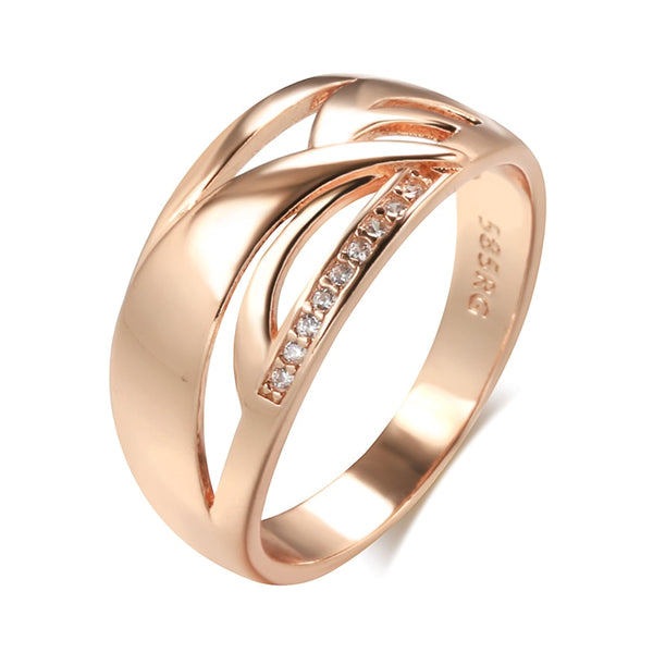 Hot 585 Rose Gold With Natural Zircon Ring for Women
