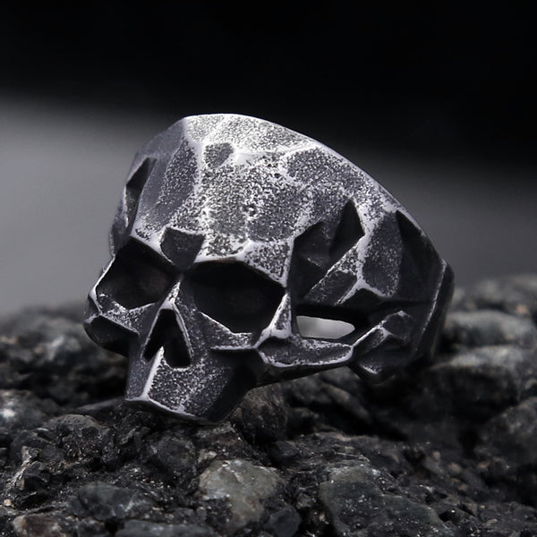 Anillo de calavera vintage de diseño único, de acero inoxidable 316L, estilo punk rock, gótico, esqueleto, para hombre.