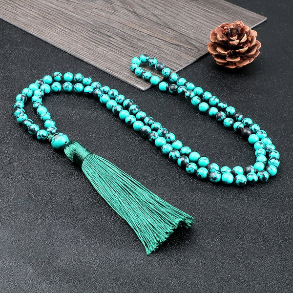 108 collares y pulseras de cuentas de pino azul Jamamala para mujer