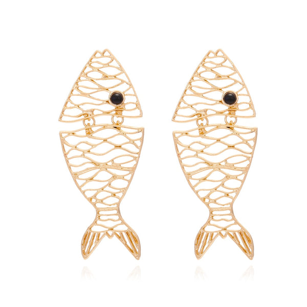 Pendientes colgantes vintage en forma de pez para mujer