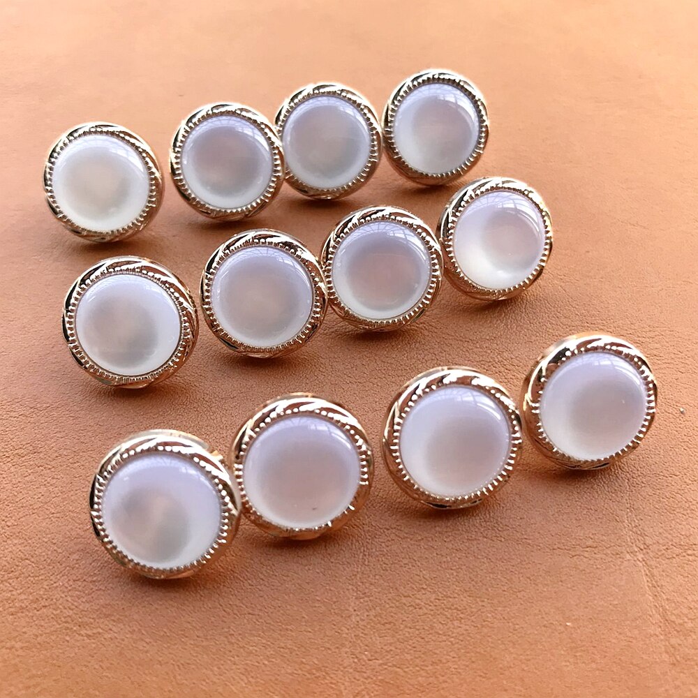 50PCS 13mm With Pearl Bead Shank Plating Plastic Shirt Buttons DIY Crafts Garment Sewing Accessories