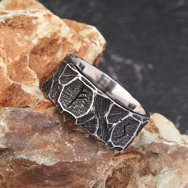 Anillos de runas vikingas nórdicas vintage de acero inoxidable para hombres y mujeres
