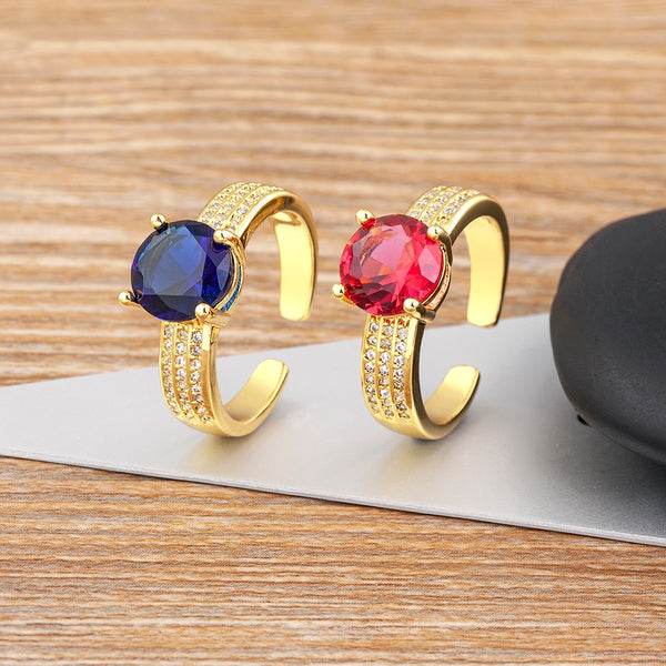 Anillos ajustables abiertos de alta calidad con diseño geométrico de lujo ligero