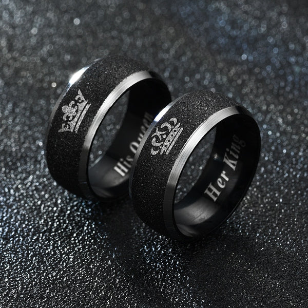 Anillo de pareja de moda con corona de rey y reina para mujeres y hombres