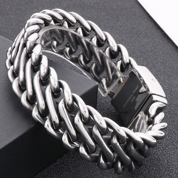 Pulsera de acero inoxidable pulido y cepillado para hombre
