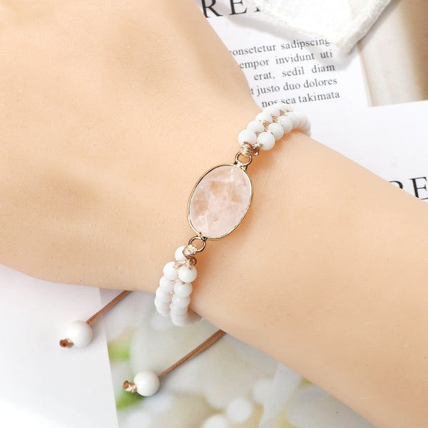 Mini pulseras de howlita blanca natural de 4 mm para mujeres y hombres
