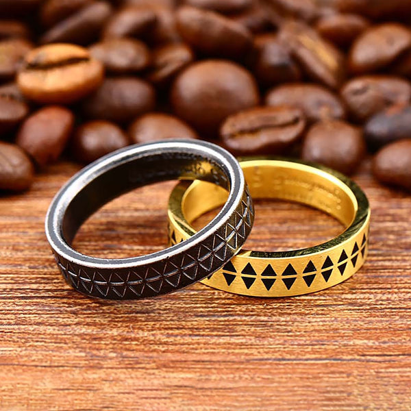 Anillo de acero inoxidable con diseño de dientes de sierra para hombre y mujer.