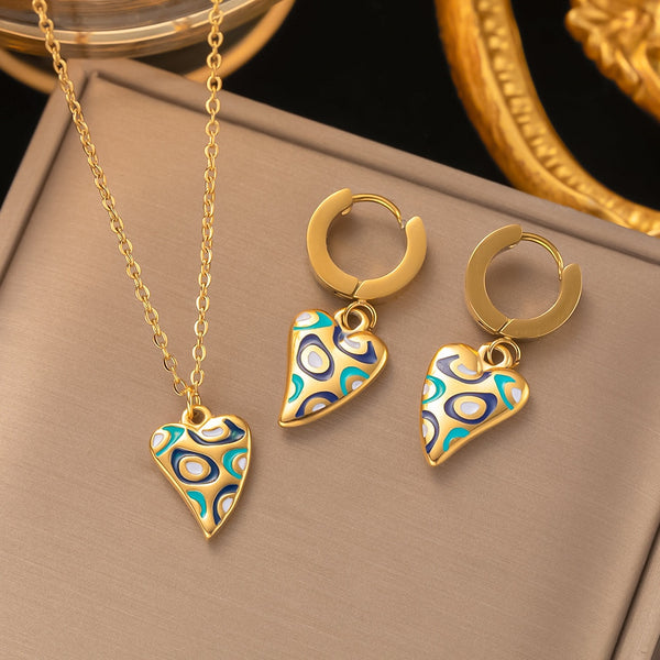 Collar con forma de corazón de esmalte de moda con hebilla para la oreja 2 Nuevo collar de corazón para mujer
