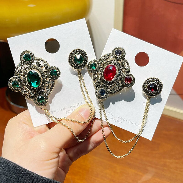 Baroque Style Women Vintage Crystal Chains Brooches
