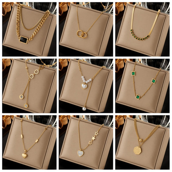 316L Stainless Steel Women Necklace High Quality Gold Color Pendant Chain Necklaces