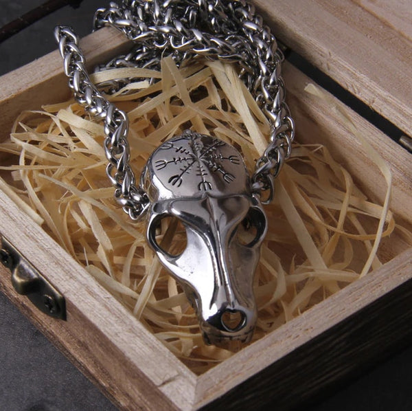 Mini collar de calavera de lobo en acero inoxidable, réplica de cuervo, urraca, cuervo, Poe, regalo Steampunk