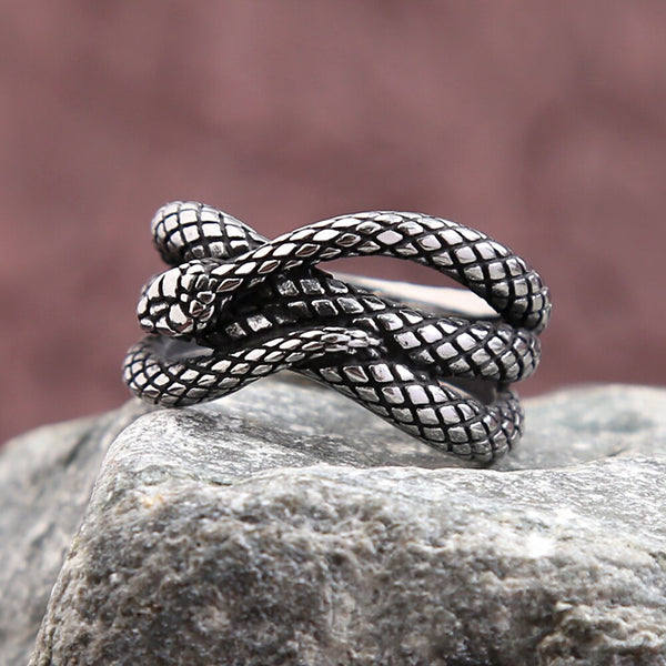 Anillo de serpiente de acero inoxidable 316L estilo punk vintage para hombre y mujer.