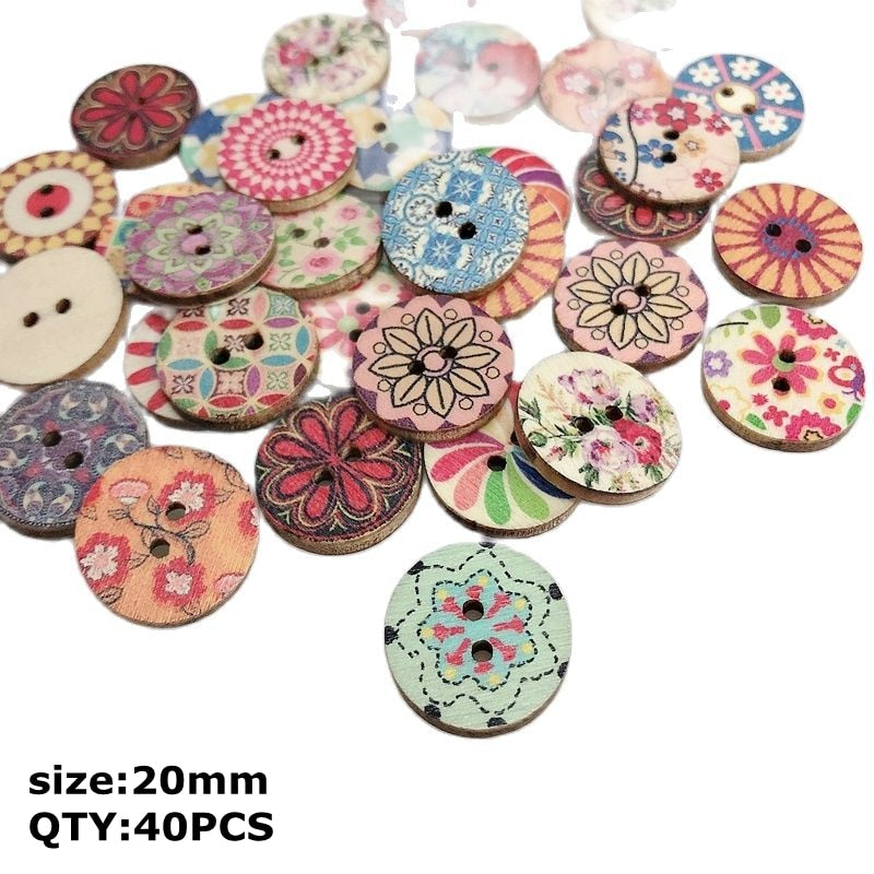 wood button-15mm/20mm/25mm Mixed Random Round 2 Hole Wooden Buttons