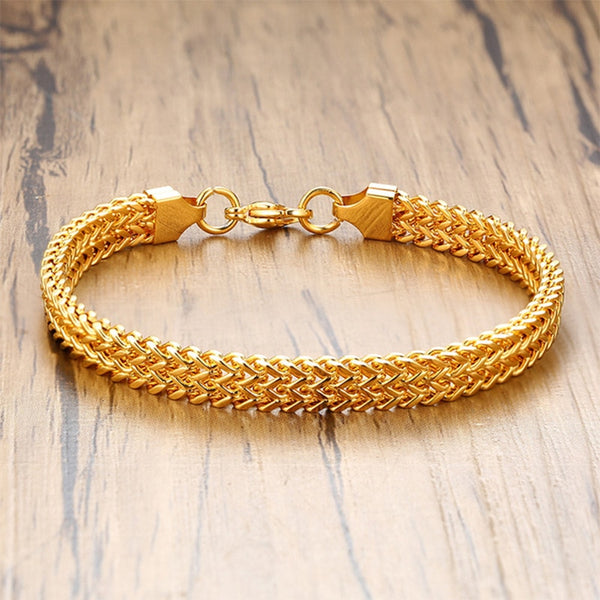 Elegantes pulseras de eslabones de cadena gruesa y grande de acero inoxidable para mujer