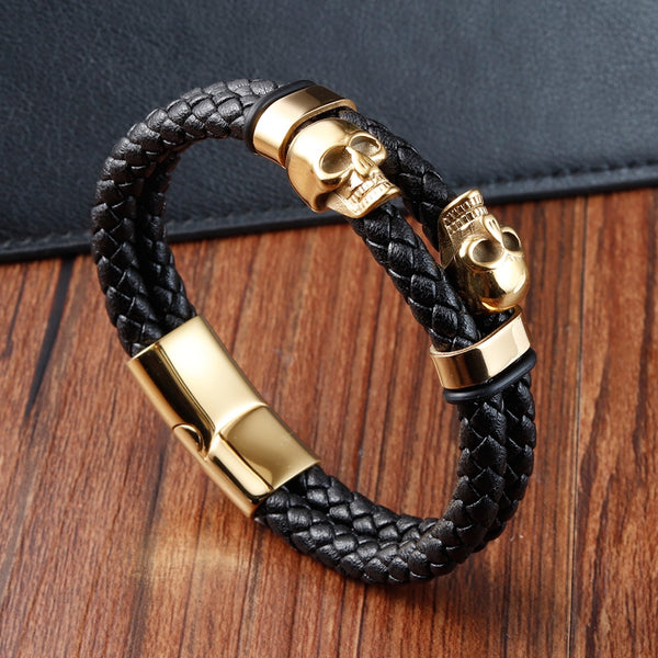 Pulseras de cuero trenzado negro para hombre de Hyperbole Jewelry